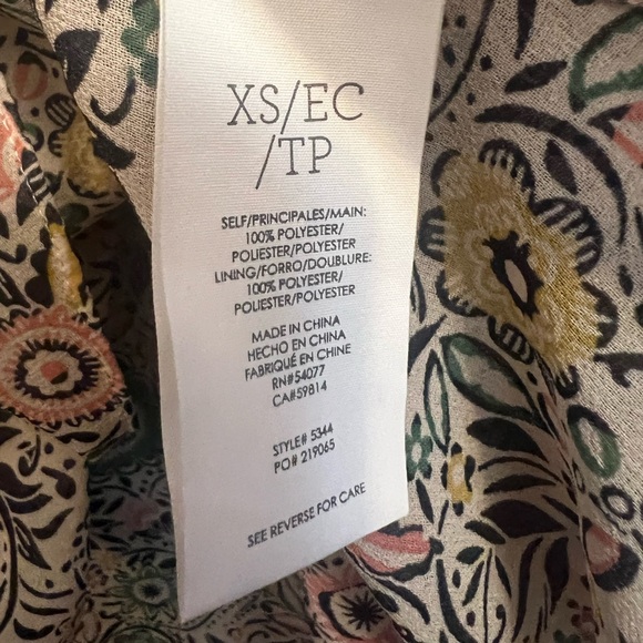 Cabi Floral Ruffle Sleeve Sheer Blouse - Picture 4 of 4